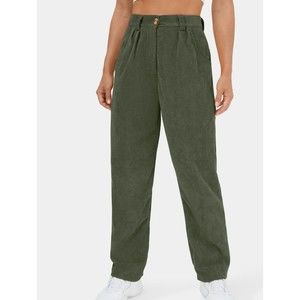 Halara Women's Mid-Rise Casual Zipper Corduroy Pants Icy Bamboo Green XL NWT